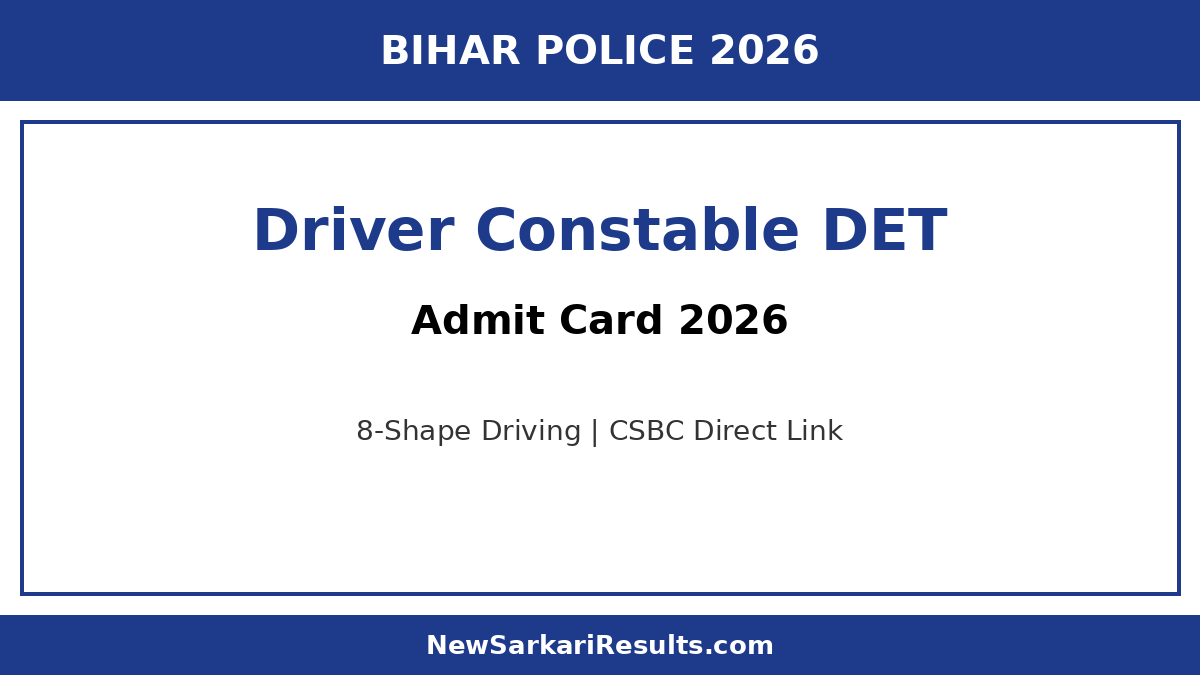 Bihar Police Driver Constable DET Admit Card 2026 — CSBC Direct Link