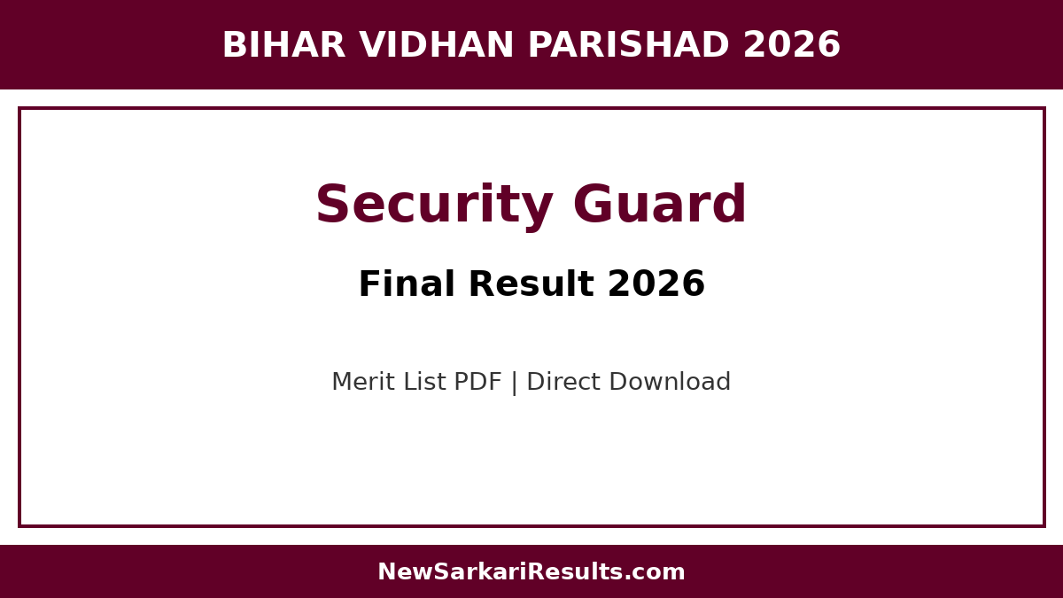 Bihar Vidhan Parishad Security Guard Final Result 2026 — Merit List