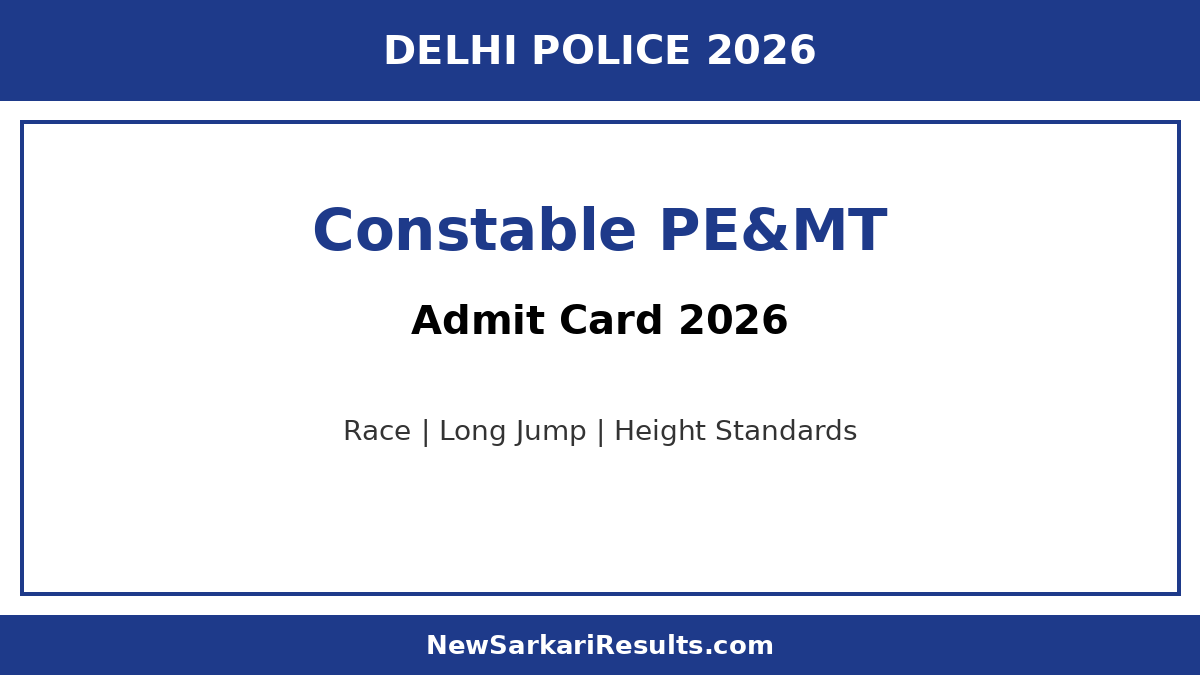 Delhi Police Constable PE and MT Admit Card 2026 — Direct Download