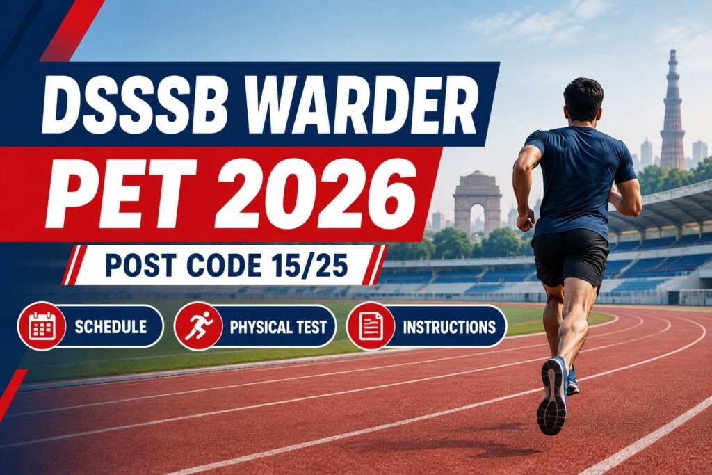 Illustration of a runner for DSSSB Warder Post Code 15/25 PET 2026 physical test guide