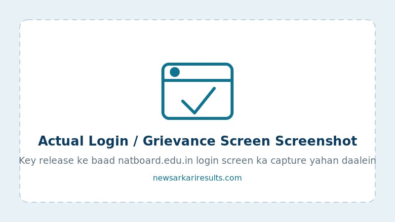 NEET PG 2026 answer key objection ke liye natboard.edu.in applicant login aur grievance raise karne ka screen - step screenshot placeholder