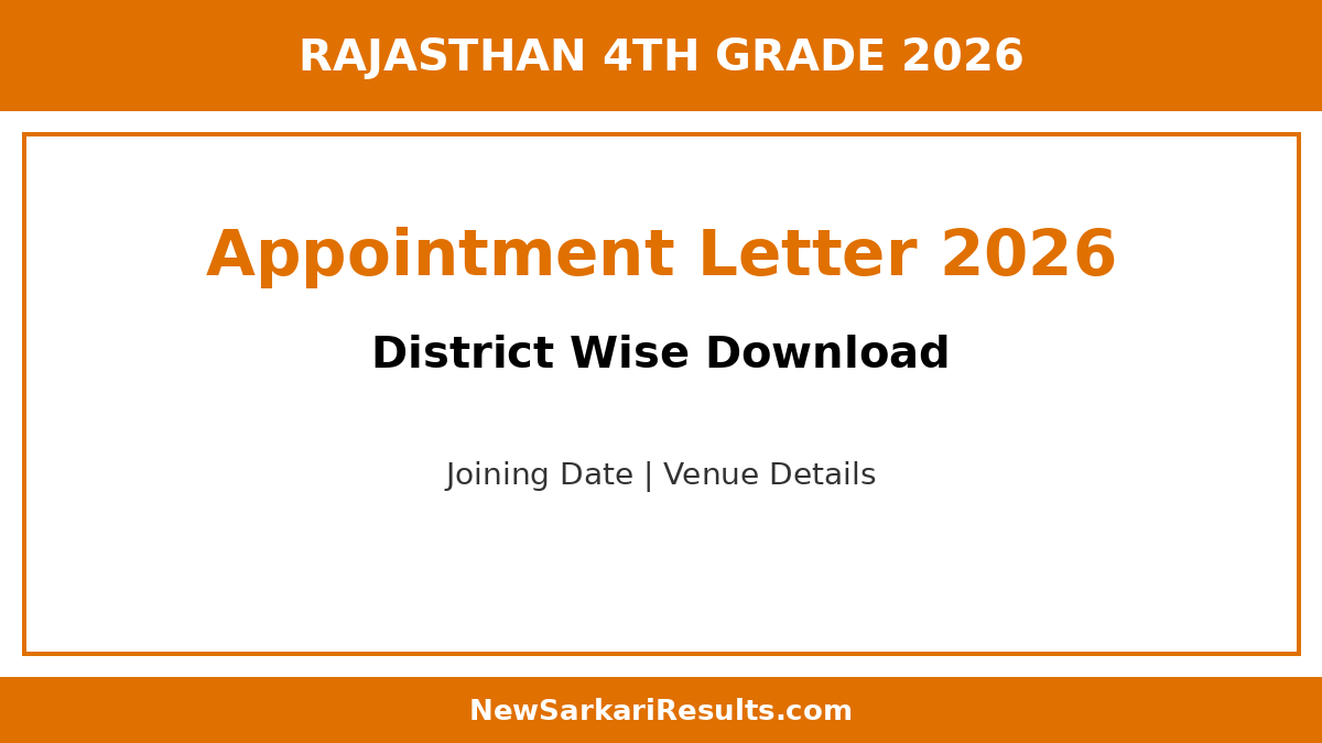 Rajasthan 4th Grade Appointment Letter 2026 — District Wise Download
