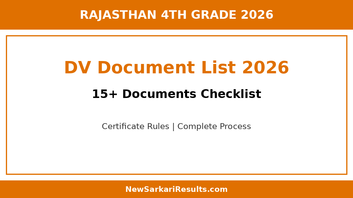 Rajasthan 4th Grade DV Document List 2026 — 15+ Documents Checklist