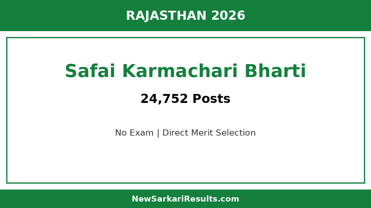Rajasthan Safai Karmachari Bharti 2026 — 24,752 Posts No Exam