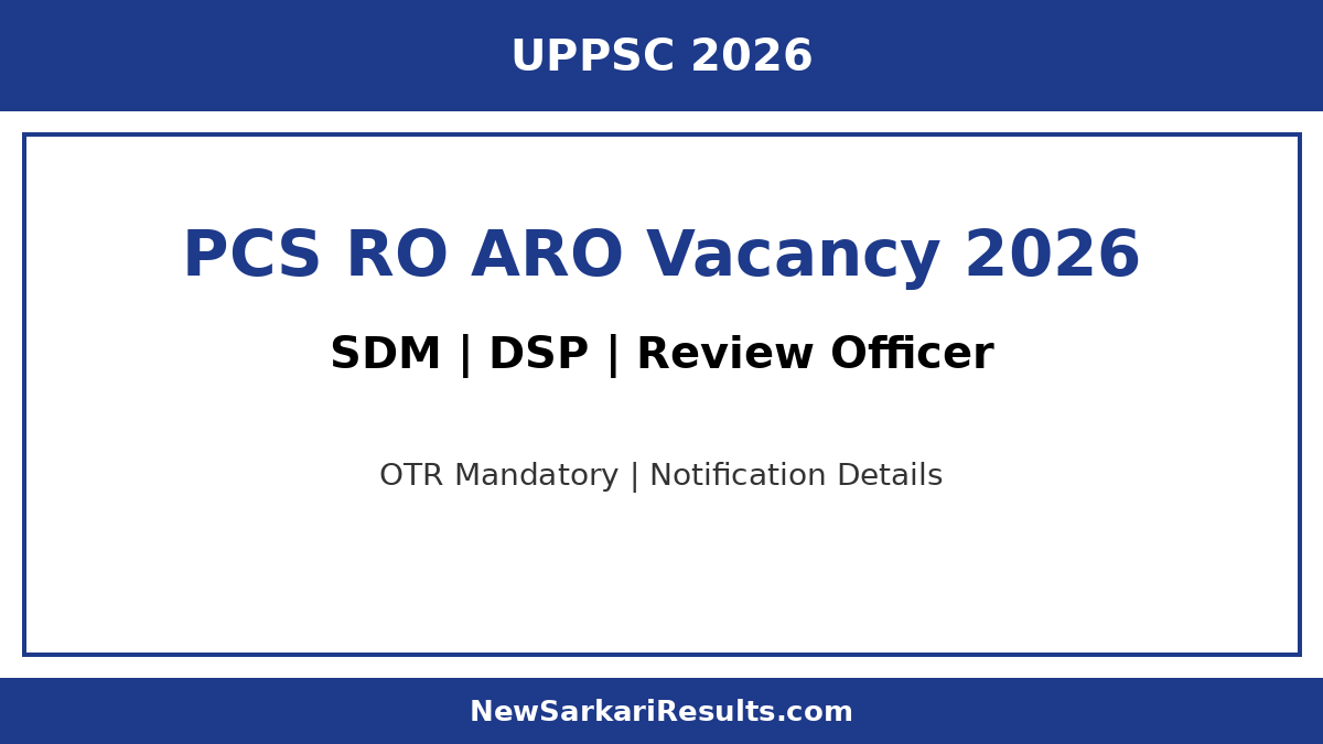 UPPSC PCS RO ARO Vacancy 2026 — SDM, DSP Bharti Notification