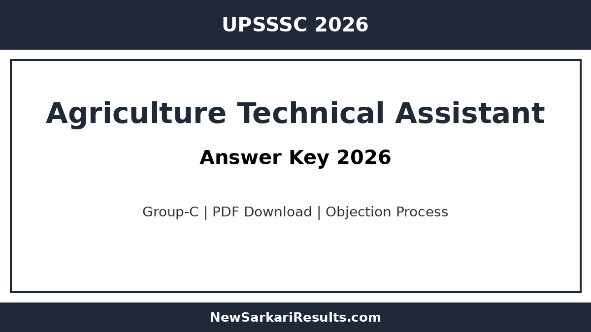 UPSSSC Agriculture Technical Assistant Group-C Answer Key 2026