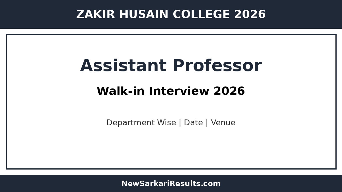 Zakir Husain Delhi College Assistant Professor Walk-in 2026